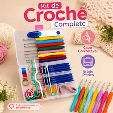 KIT CROCHÊ COMPLETO FERRAMENTAS AGULHAS, TESOURA - 53 PÇS