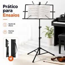 Estante Partitura Suporte Pedestal Cavalete Bolsa Ferro
