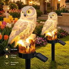 Luminaria Solar De Jardim Com Formato De Coruja Solar/LED Para Ambientes Externos À Prova D'água