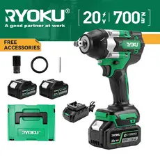 Chave Elétrica RYOKU Cordless 1/2 Com Projetos Domésticos DIY De Torque De 700N.M , Motor Sem Escova E 2 Baterias