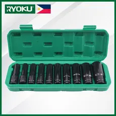 RYOKU Chave De Impacto Soquete 10 Peças Conjunto 1/2 De Tomada De Energia Elétrica 8 A 24mm Resistente