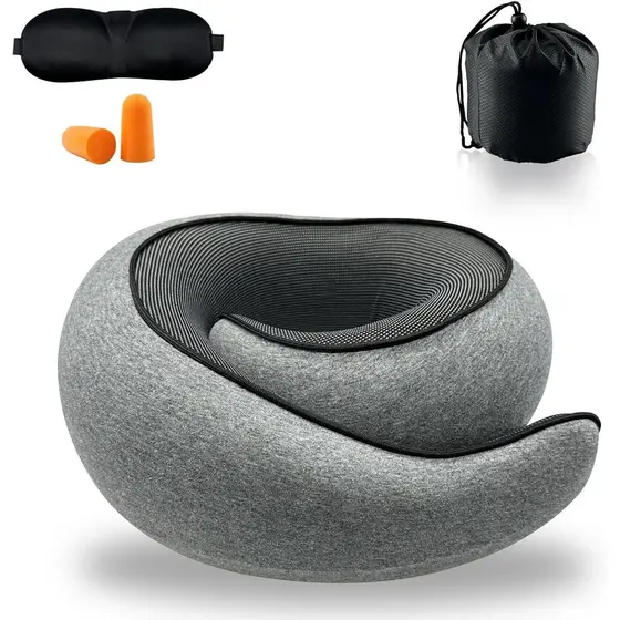 Almofada de Pescoço para Avião, Almofada de Viagem, Almofada de Avião, Almofada de Viagem em Espuma de Memória, Almofada