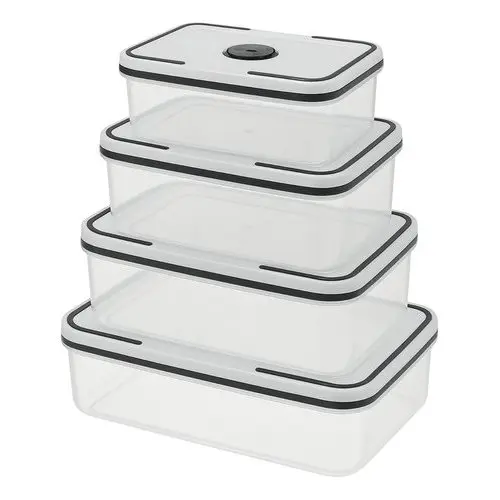 Kit 4 Potes Plásticos Herméticos Quadrados Tampa Vedação Resistente Cozinha