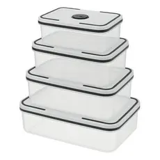 Kit 4 Potes Plásticos Herméticos Quadrados Tampa Vedação Resistente Cozinha