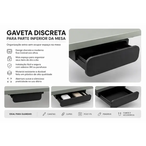Gaveta Organizadora Oculta para Mesa | Organizador Inferior Autoadesivo