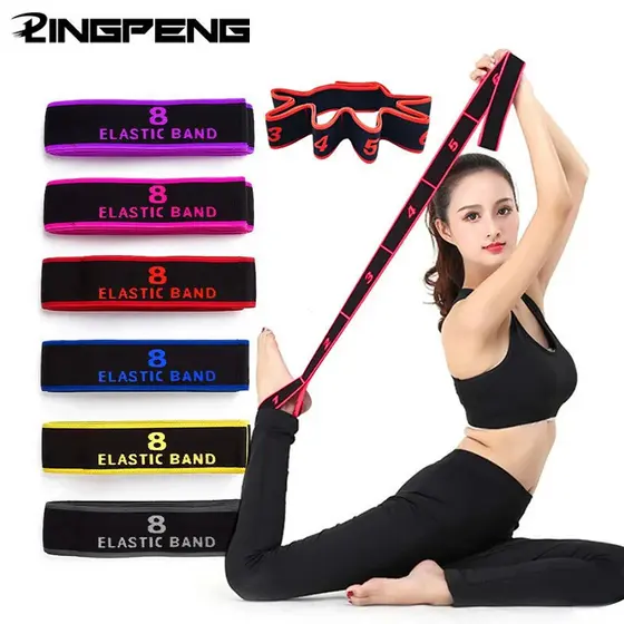 Faixa elástica de 8 seções para ioga e dança, faixa de resistência elástica para Pilates e Fitness