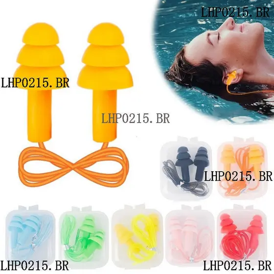 Protetor De Ouvido Flexível Confortável Reutilizável Com Corda De PVC/Redução De Ruídos À Prova D'água Premium Silicone