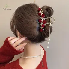 EA & Moda Elegante Rosa sel Garras De Cabelo Para Mulheres Meninas Doce Versátil Tubarão Clipe Requintado Festa Acessóri