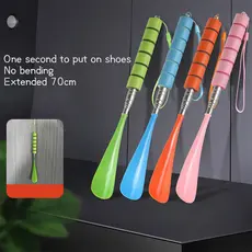 Buzina De Sapato Telescópica Ajustável De Aço Inoxidável , Alça Longa , Ajudante Extensível Para Homens , Mulheres , Via