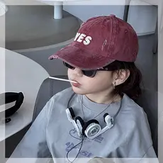 Boné Infantil Beisebol Estilo Retrô Desgastado Bordado YES Unissex Ajustável Proteção Solar Menino Menina