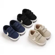 Sapatos Clássicos de Bebê com Sola Macia, Sapatos Infantis com Sola Macia, 0-18 Meses, Fecho de Velcro, Cor Sólida