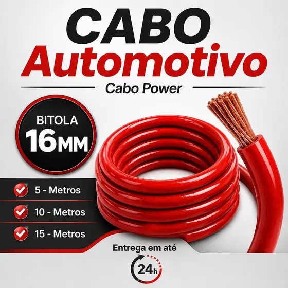 Cabo de Som Automotivo 16mm Até 15 Metros