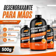 Desengraxante Mãos Mundial Prime 500ml Removedor de Graxa Óleo Limpeza Profundo Profissional Automotivo Doméstico