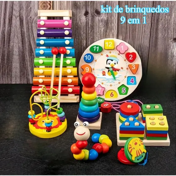 Brinquedos Montessori de madeira - conjunto de 9 peças torre correspondente, ciclone sensorial de ensino e correspondênc