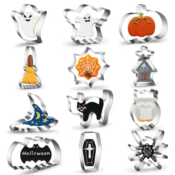 Conjunto de molde de biscoito de aço inoxidável série de Halloween DIY conjunto de cozimento utensílios de molde de bisc