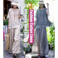 【Moda e Conforto】Conjunto Feminino de Linho/Design Irregular/Look Moderno/Conjunto Feminino/Casual
