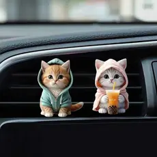 【Aromaterapia Única】Hot Selling/Cat Shape Car Air Vent Freshener Clip/Clipe Aromático Carro Gatinho/Decoração Interior V