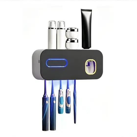 [Automático e Prático] [Space-Saving Tool] Esterilizador UV de Escova de Dentes/Suporte de Parede para Banheiro