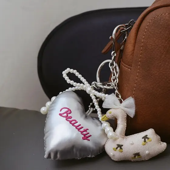 Pingente de cisne de fada de alto valor, bolsa de menina pendurada, prata, amor, pérola, pingente, nicho, presente de es