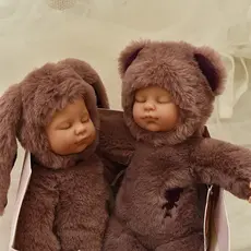 Genuíno dormindo bonito boneca pequena boneca de pelúcia bonito dos desenhos animados urso coelho bebê dormindo boneca s
