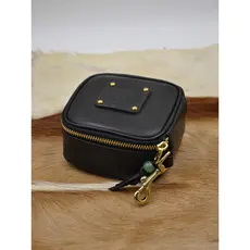 Retro artesanal primeira camada de couro puro caso chave Unisex couro genuíno latão ferragem caixa jóias