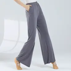Calças de dança de seda de amônia de cobre Calças de dez mil anos Calças femininas de bolso para prática de pernas larga