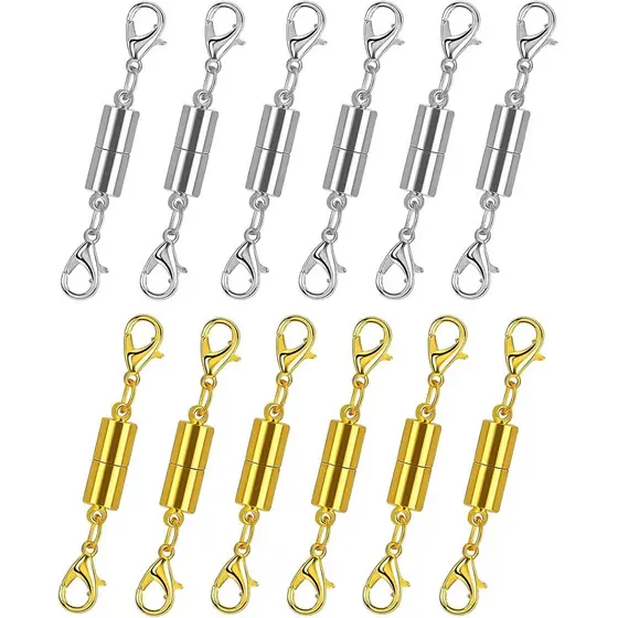 Conjunto de 12 peças de fechos e travas magnéticas para colares.   Extensor de colar com ímãs fortes.   O fecho magnétic
