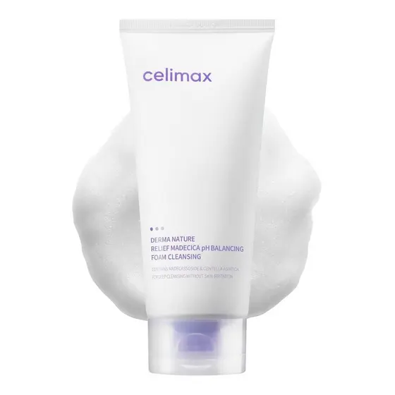 celimax Dema Natural Soothing Madecica Espuma de Limpeza Equilibradora de pH |   Espuma de limpeza facial, hidratante, c