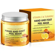 Máscara Esfoliante para Mãos e Pés com Vitamina C e Cúrcuma - Máscara Hidratante e Esfoliante para Mãos, Máscara Esfolia