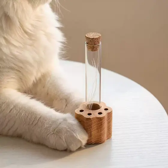 Caixa de armazenamento de barba de gato, garrafa de armazenamento de pêlos de animais de estimação, coletor de barba de