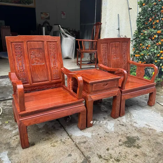 Sofá de mogno Pequeno Apartamento Ouriço Sândalo Vermelho Sofá dez mil caracteres Estilo chinês Estilo Ming Sofá pequeno
