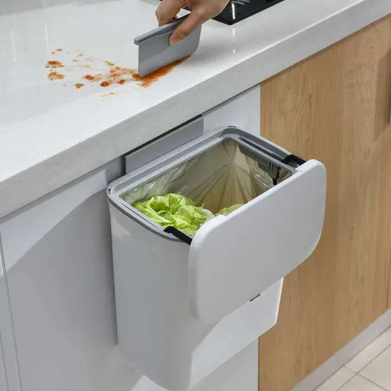 Lixeira de cozinha com tampa, porta de armário doméstico, montagem na parede, banheiro, sala de estar, pendurado, cesta