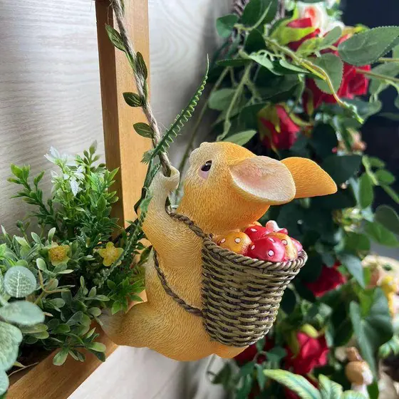 Enfeites de coelho de escalada, decoração de escalada, Animal criativo, jardim ao ar livre, pátio, paisagismo, varanda,