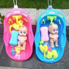 Bebê banho boneca banheira boneca jogando água brinquedo combinação pequena banheira crianças simulação jogar casa brinq