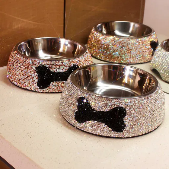 Tigela para cães Tigela para cães Tigela para gatos Tigela dupla Anti-tombamento Tigela de comida para cães de aço inoxi