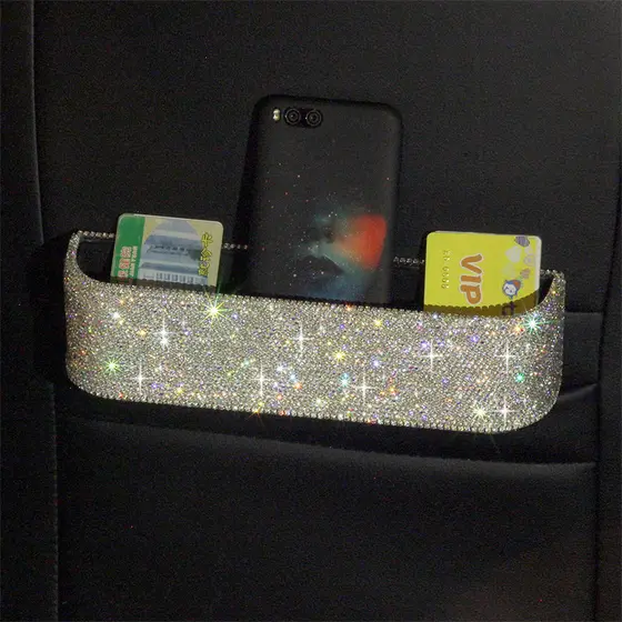 High-End diamante-cravejado strass caixa de armazenamento de carro estilo europeu caixa de armazenamento de assento tras