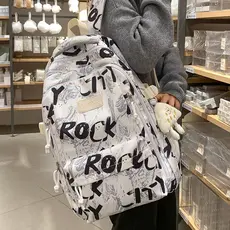Hong Kong IT HKins estudantes do ensino médio mochila feminina Graffiti estudantes universitários Ridge proteção mochila