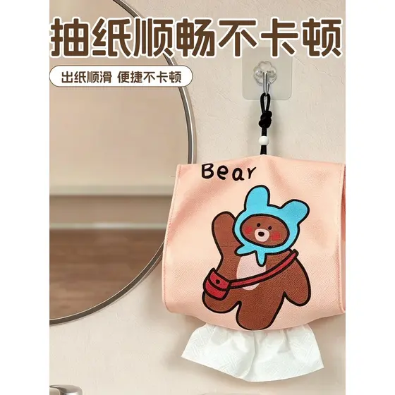 Pequeno urso saco de tecido bonito abacaxi padrão fixado na parede saco de papel dormitório cozinha sala de estar caixa