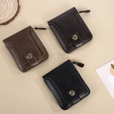 Carteira Masculina Novo Estilo De PU Couro Zíper - 10 Slots e Moedas Fecho De Ferrolho