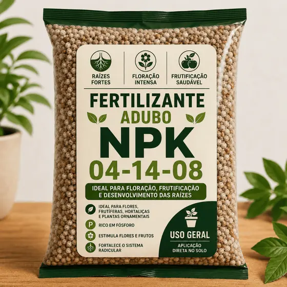 Adubo Fertilizante NPK 04-14-08 Granulado Flores Frutíferas Hortaliças Jardins Uso Geral