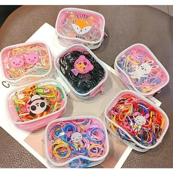 300 Unidades/Pacote Colorido Pequeno Elasticos Silicone Grosso De Cabelo Descartáveis Meninas Bonitos Elástico