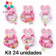 ANA 1108 Kit 24 pulseiras lindas infantis de miçanga