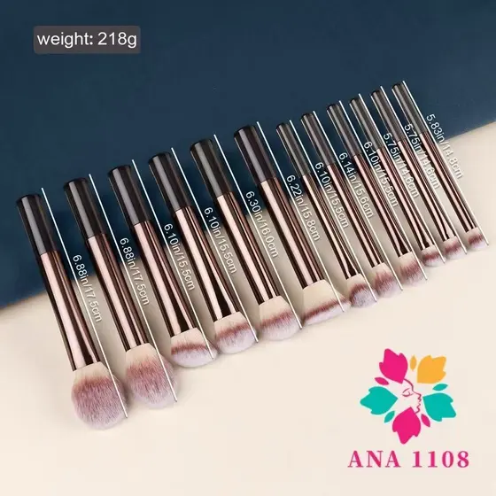 ANA 1108 KIT 12 Pçs Set Conjunto De Pincéis De Maquiagem Profissional