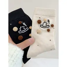 [2 pares] outono inverno desenho animado engraçado bola de pele bordada roupa elegante 2025 novos produtos
