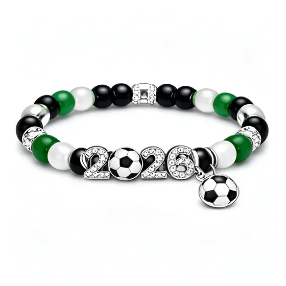 [Presente Perfeito] [Presente Ideal] Pulseira Ajustável de Futebol/Estrela Dourada/Cristais/Para Torcedores