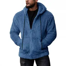 [Ideal para Outono] Casaco de Pelúcia Masculino/Jaqueta com Capuz/Cardigan Quente