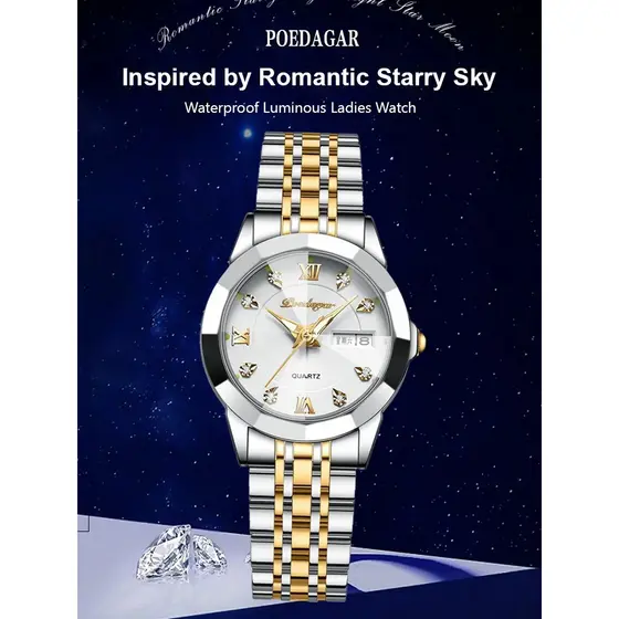 [Resistente à Água] Watches Fashion Inlay Luminous Women's Watch Waterproof/Luminoso/Relógio Feminino/Quartzo