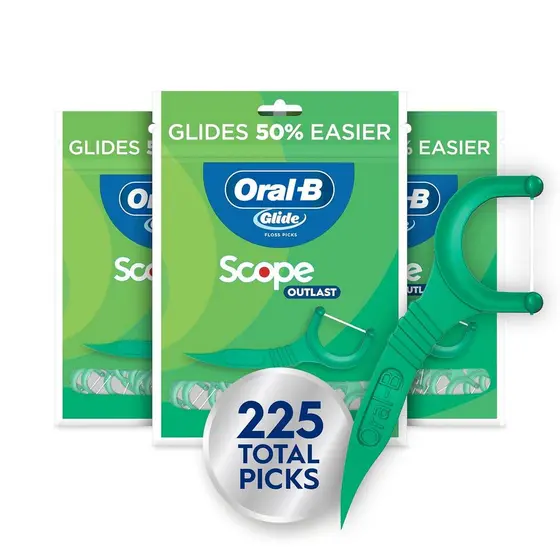 Fio Dental Oral-B Glide Mint com Sabor Duradouro de Menta, 3 Pacotes de 75 Fios (225 no Total) ZVPB