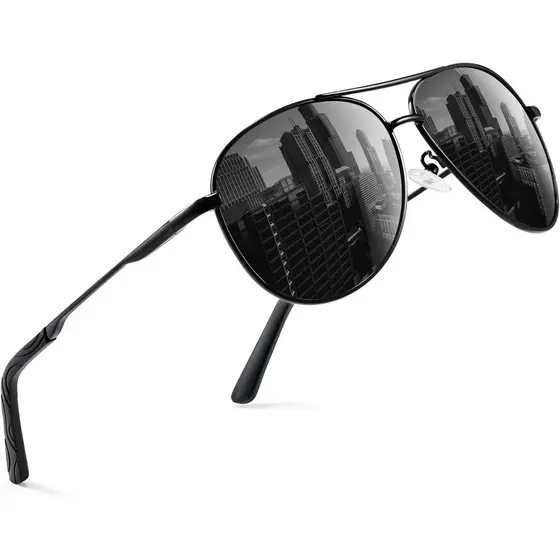 Óculos de Sol Masculinos Polarizados Estilo Aviador para Homens e Mulheres, Óculos de Sol para Pesca e Condução, Armação