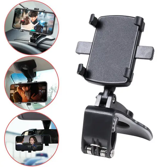 Suporte para celular para carro, suporte multifuncional rotativo para painel de instrumentos e espelho retrovisor com fu